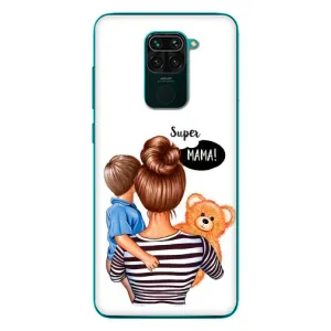 Чехол с печатью для Xiaomi Redmi 10X - (Мама с ребенком) (AlphaPrint) (Мама с сыном)