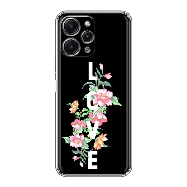 Чехол с принтом «Цветы LOVE» для Xiaomi Redmi 12 (5G)