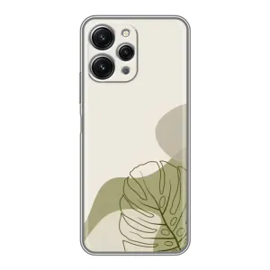 Силконовий чохол з принтом в квітах на Xiaomi Redmi 12 (5G) (Зелена монстера дизайн)