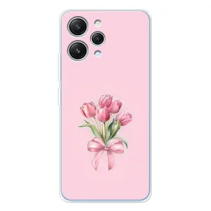 Чехол с розовым рисунком для Xiaomi Redmi 12 (Букет цветов)
