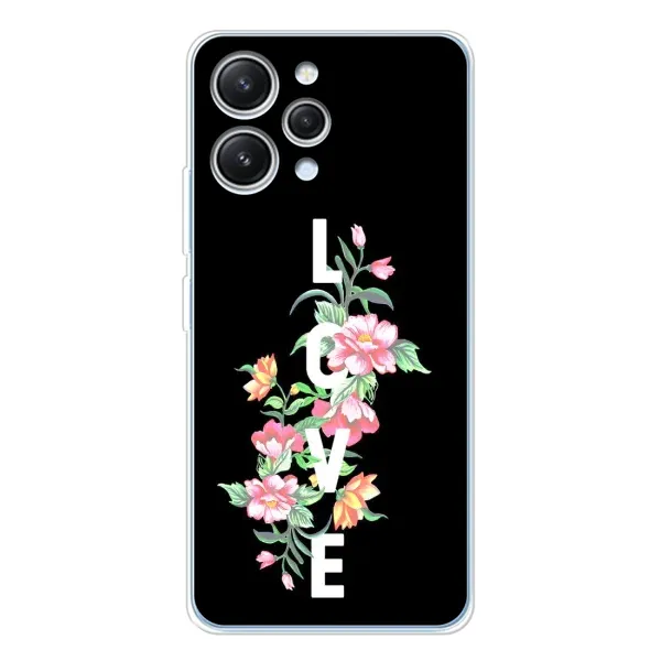 Чехол с принтом «Цветы LOVE» для Xiaomi Redmi 12