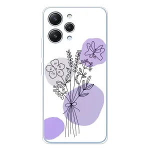 Силконовий чохол з принтом в квітах на Xiaomi Redmi 12 (Букет фіолетова абстракція)