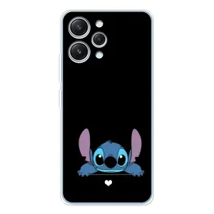 Чохол з принтом Стіч на Xiaomi Redmi 12 (Стіч на чорному)
