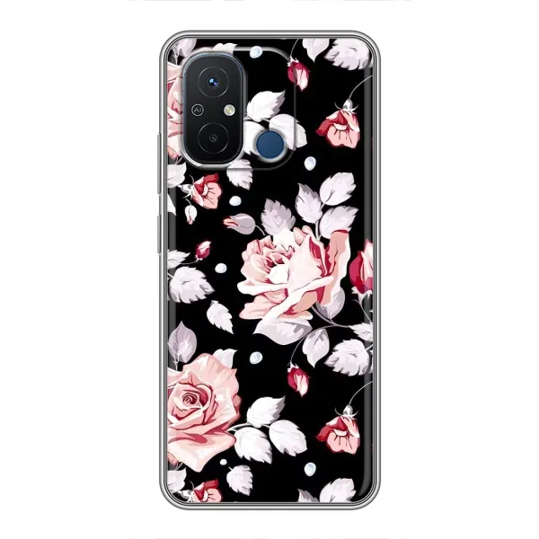 Чохол з принтом «Квіти на чорному» для Xiaomi Redmi 12C