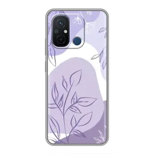 Силконовий чохол з принтом в квітах на Xiaomi Redmi 12C (Фіолетове листя абстракція)