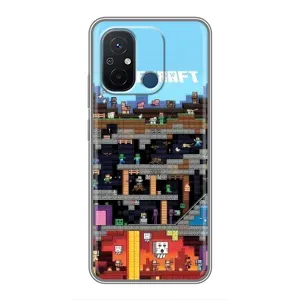 Чехол Майнкрафт на Xiaomi Redmi 12C (AlphaPrint) Minecraft (фон Minecraft)