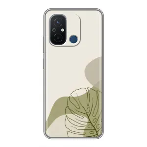 Силконовий чохол з принтом в квітах на Xiaomi Redmi 12C (Зелена монстера дизайн)