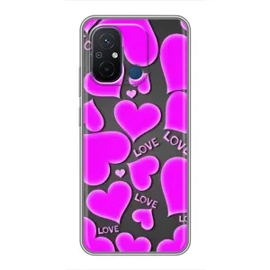 Чехлы для любимой на Редми 12с (VPrint) (Pink hearts)