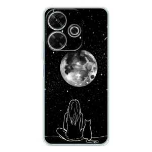 Чохол з малюнком кіт на Xiaomi Redmi 13 (Дівчина з котом)