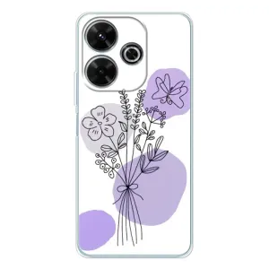 Силиконовый чехол с принтом в цветах на Xiaomi Redmi 13 (Букет фиолетовая абстракция)