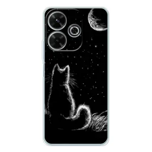Чохол з принтом для Xiaomi Redmi 13 (AlphaPrint) Модні коти (Котик і місяць)