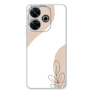 Силиконовый чехол с принтом в цветах на Xiaomi Redmi 13 (Нюдовая веточка абстракция)