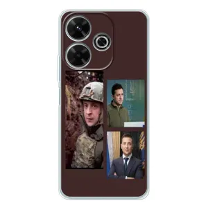 Чехол для Xiaomi Redmi 13 (AlphaPrint - с принтом Зеленского) (Президент)