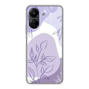 Силиконовый чехол с принтом в цветах на Xiaomi Redmi 13C (Фиолетовые листья абстракция)