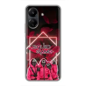 Чехол Гра в кальмара для Xiaomi Redmi 13C (Охранники Игра кальмара)