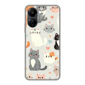 Чехол с рисунком кот на Xiaomi Redmi 13C (Коллаж котов)
