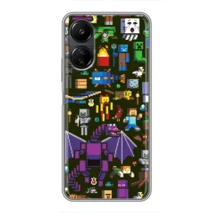 Чохол Майнкрафт на Xiaomi Redmi 13C (AlphaPrint) Minecraft (Колаж Майнкрафт)