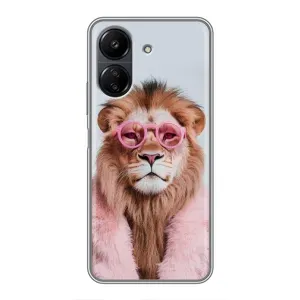 Чохол з принтом стильні тварини для Xiaomi Redmi 13C (Лев в окулярах)