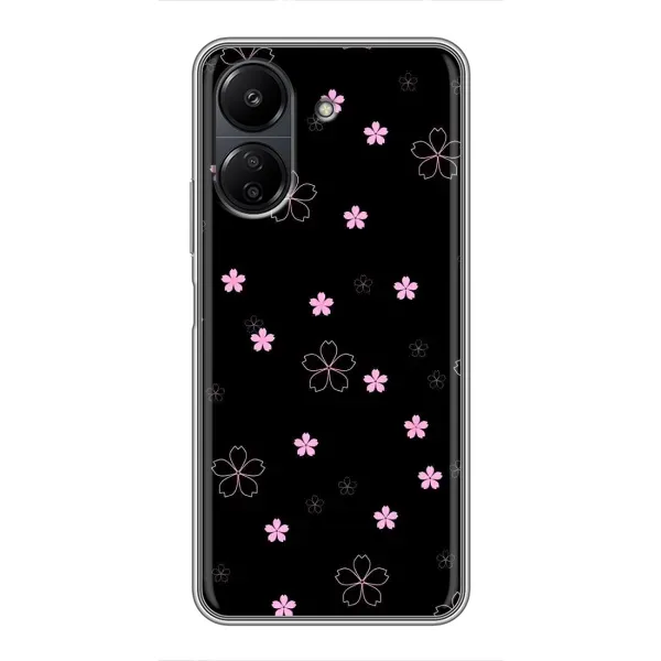 Чехол с принтом «Розовые цветы на черном» для Xiaomi Redmi 13C Чехол с принтом «Розовые цветы на черном» для Xiaomi Redmi 13C