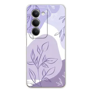 Силиконовый чехол с принтом в цветах на Xiaomi Redmi 15 5G (Фиолетовые листья абстракция)