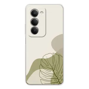 Силиконовый чехол с принтом в цветах на Xiaomi Redmi 15 5G (Зеленая монстера дизайн)