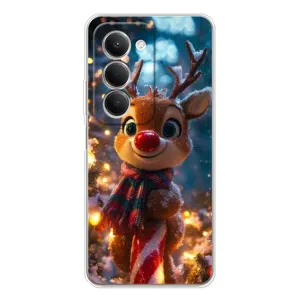 Яркий чехол для Xiaomi Redmi 15 с Зимними Оленятами (Олень с шарфом)