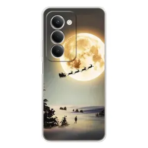 Новогодние, Праздничные Чехлы для Xiaomi Redmi 15 - 2024 год (Санта на луне)