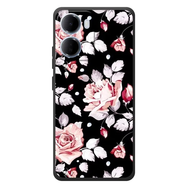 Чехол с принтом «Цветочки на черном» для Xiaomi Redmi 15a