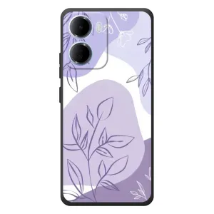 Силконовий чохол з принтом в квітах на Xiaomi Redmi 15a (Фіолетове листя абстракція)