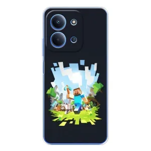 Чехол Майнкрафт на Xiaomi Redmi 15C 5g (AlphaPrint) Minecraft (персонажи Minecraft)