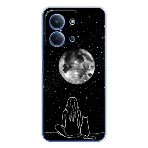 Чехол с рисунком кот на Xiaomi Redmi 15C (Девушка с котом)