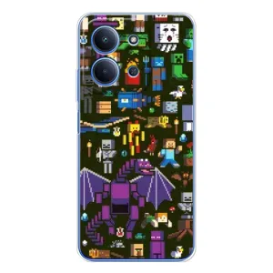 Чехол Майнкрафт на Xiaomi Redmi 15C (AlphaPrint) Minecraft (Коллаж Майнкрафт)