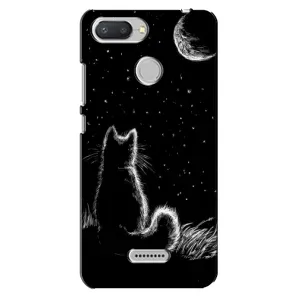 Чохол з принтом для Xiaomi Redmi 6 (AlphaPrint) Модні коти (Котик і місяць)