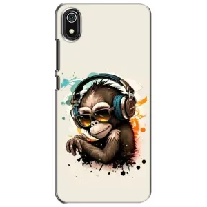 Чехол с Обезьянами Xiaomi Redmi 7A - (AlphaPrint) (Макака в наушниках)