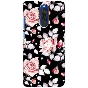 Чохли з квітами для Xiaomi Redmi 8 (VPrint) (Квіти на чорному)