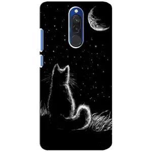 Чехол с принтом для Xiaomi Redmi 8 (AlphaPrint) Модные коты (Котик и луна)