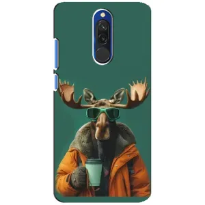 Чохол з принтом стильні тварини для Сяомі Редмі 8 (Лось з кавою)
