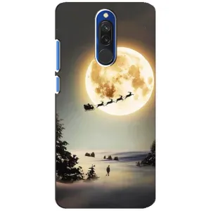 Новогодние, Праздничные Чехлы для Xiaomi Redmi 8 - 2024 год (Санта на луне)