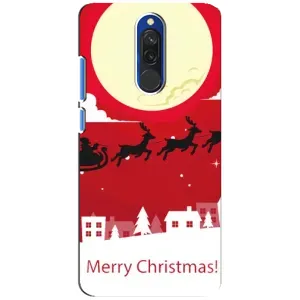 Рождественские Чехлы для Xiaomi Redmi 8 (VPrint) (Санта с оленями)