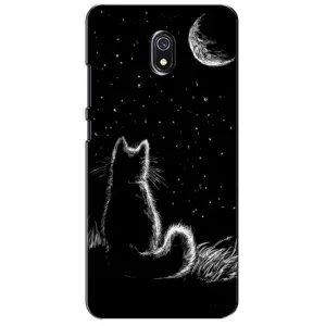 Чехол с принтом для Xiaomi Redmi 8A (AlphaPrint) Модные коты (Котик и луна)