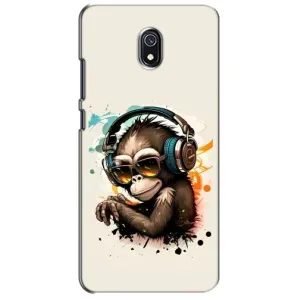 Чехол с Обезьянами Xiaomi Redmi 8A - (AlphaPrint) (Макака в наушниках)