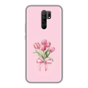 Чехол с розовым рисунком для Xiaomi Redmi 9 (Букет цветов)