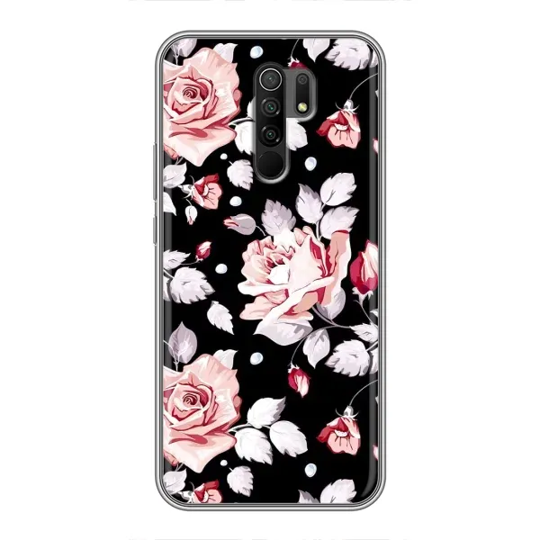Чехол с принтом «Цветочки на черном» для Xiaomi Redmi 9