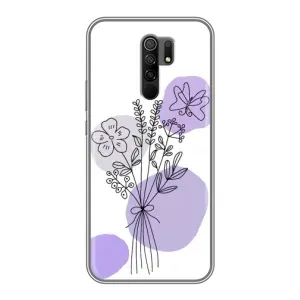 Силконовий чохол з принтом в квітах на Xiaomi Redmi 9 (Букет фіолетова абстракція)