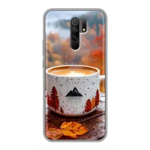 Чехол с уникальным дизайном «Осень с кофе» для Xiaomi Redmi 9 (Кофе на природе)