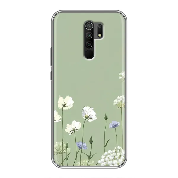 Чехол с принтом «Цветы на зеленом» для Xiaomi Redmi 9