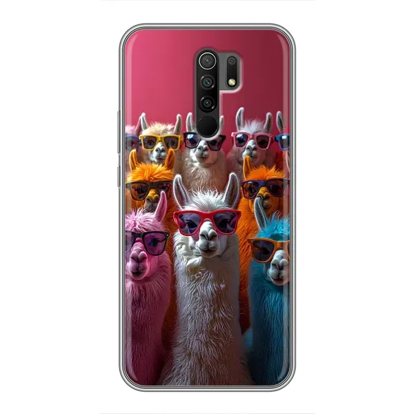 Чехол с принтом «Ламы в очках» для Xiaomi Redmi 9
