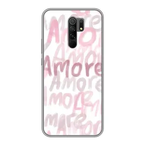 Чехол с розовым рисунком для Xiaomi Redmi 9 (Аморе любовь)