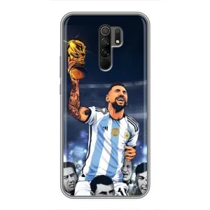 Чехлы для Xiaomi Redmi 9 (Leo чемпион) (AlphaPrint) (Месси с кубком)