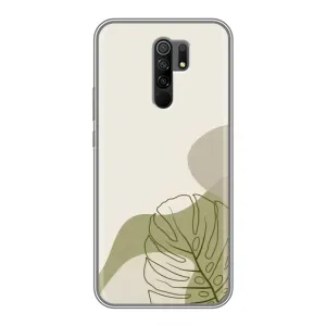 Силконовий чохол з принтом в квітах на Xiaomi Redmi 9 (Зелена монстера дизайн)